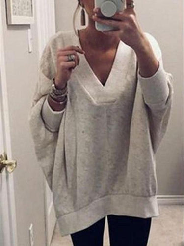 V Neck  Loose Fitting  Plain Sweaters