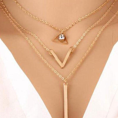 Three Pieces Long Metal Women Necklaces