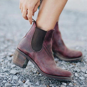 Stylish Leather High Heel Women Boots