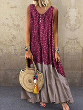 Load image into Gallery viewer, V Neck  Decorative Buttons  Floral Printed Maxi Dress