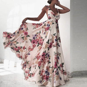 Sexy New Backless Floral Print Maxi Dress