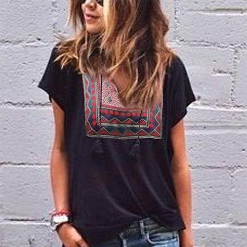 V Neck  Printed T-Shirts