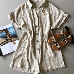 Summer Casual Loose Button Romper Jumpsuit