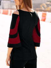 Load image into Gallery viewer, Round Neck  Backless  Striped  Three-Quarter Sleeve Long Sleeve T-Shirts