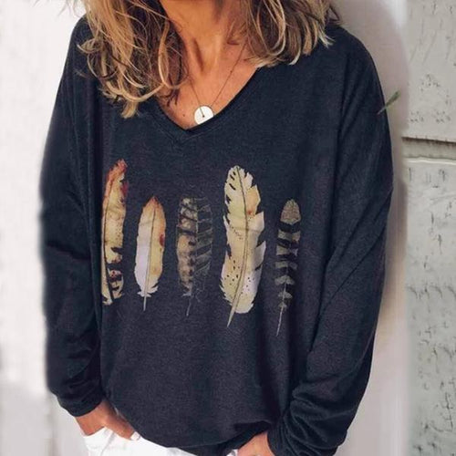 Casual Printed Colour Long Sleeve Loose Sweatshirt