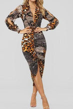 Load image into Gallery viewer, Deep V-Neck  Animal Printed Bodycon Dress