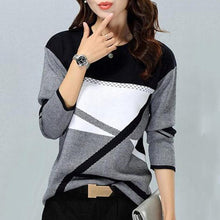 Load image into Gallery viewer, Round Neck  Patchwork  Color Block Knit Pullover