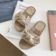 Load image into Gallery viewer, Bowknot Design Hempen Cord Flat slippers