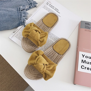 Bowknot Design Hempen Cord Flat slippers