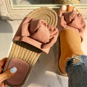 Bowknot Design Hempen Cord Flat slippers