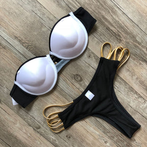 Sexy Hollow Out Patchwork Bikini