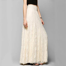 Load image into Gallery viewer, Solid Lace Elastic Waist Flared Maxi Skirt