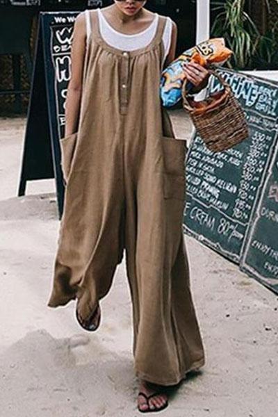 Fashion Plain Sleeveless Jumpsuit