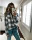 Load image into Gallery viewer, Fashion Plaid Long Sleeve Turtleneck Zip Sweatshirt