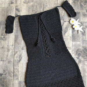 Sexy Solid Color Hollow Out Knitting One-Piece Swimsuit