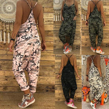 Load image into Gallery viewer, Sexy V Collar Sling Camouflage Loose Jumpsuit