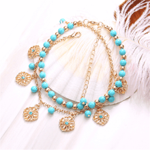 Load image into Gallery viewer, Bohemian   beaded tassel combination anklet