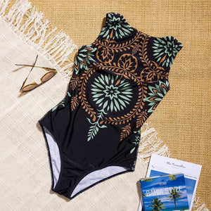 Sexy Bikini Retro Print One-piece Swimsuit