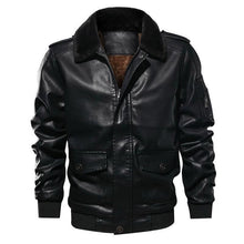 Load image into Gallery viewer, Vintage PU leather flight jacket