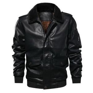 Vintage PU leather flight jacket