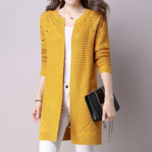 Collarless Snap Front Crochet Hollow Out Trench Coats