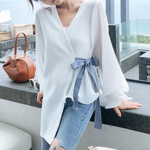 Load image into Gallery viewer, Fashion V Neck Loose Long Sleeve Chiffon Blouse