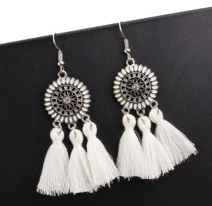 Bohemian Hollow Tassel Earrings Retro Creative Alloy Earrings