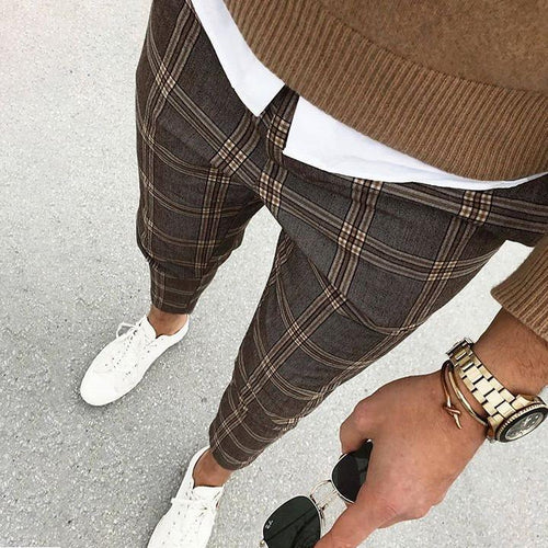 Men's Casual Street Plaid Cropped Pants