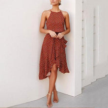 Load image into Gallery viewer, Off-The-Shoulder Design Loose Casual Wave Point Ruffled Dress