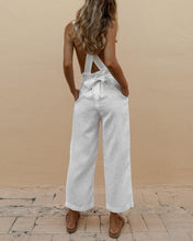 Load image into Gallery viewer, Linen Cross Tie Halter Bow Jumpsuit