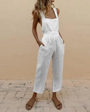 Load image into Gallery viewer, Linen Cross Tie Halter Bow Jumpsuit