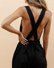 Load image into Gallery viewer, Linen Cross Tie Halter Bow Jumpsuit