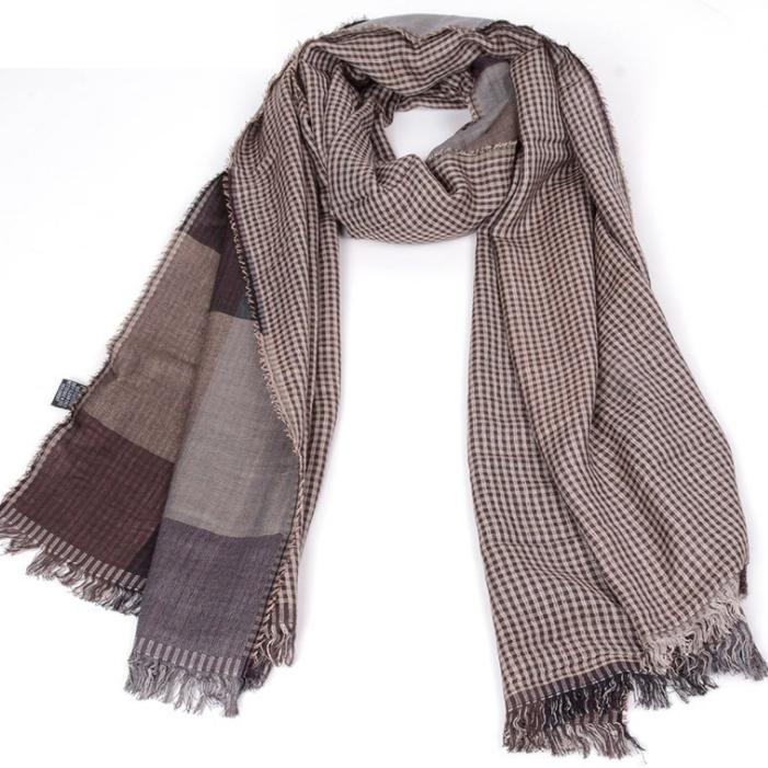 Autumn and winter tartan men's tassel men's scarf