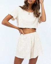 Load image into Gallery viewer, Round Neck Cropped Short T &amp; Shorts Suit