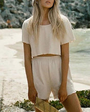 Load image into Gallery viewer, Round Neck Cropped Short T &amp; Shorts Suit