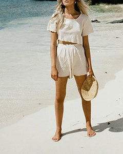 Round Neck Cropped Short T & Shorts Suit