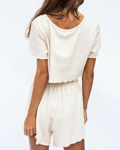 Round Neck Cropped Short T & Shorts Suit