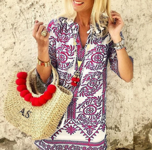 Load image into Gallery viewer, Bohemian Vintage Printed Summer Loose Shift Beach Casual Mini Dress