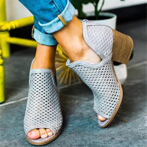 Openwork Fish Mouth Thick Sandals