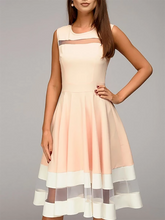 Load image into Gallery viewer, Round Neck  Patchwork  Color Block Skater Dress