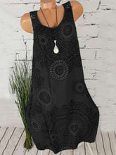 Load image into Gallery viewer, Sleeveless Lace Stitching Print Casual Dress