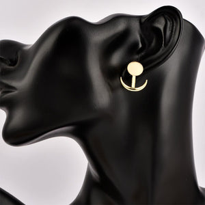 Fashion Simple Generous Metal Crescent Rear Insert Female Earrings Street Shooting Personality