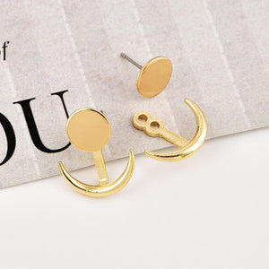 Fashion Simple Generous Metal Crescent Rear Insert Female Earrings Street Shooting Personality