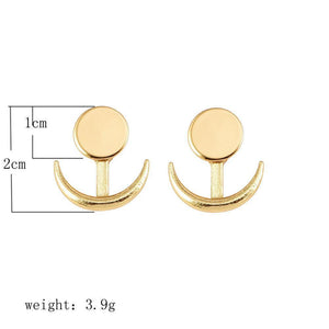 Fashion Simple Generous Metal Crescent Rear Insert Female Earrings Street Shooting Personality