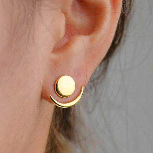 Fashion Simple Generous Metal Crescent Rear Insert Female Earrings Street Shooting Personality