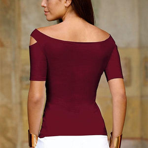 Off Shoulder  Plain T-Shirts