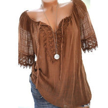 Load image into Gallery viewer, Decorative Lace  Plain  Short Sleeve Blouses