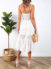 Load image into Gallery viewer, Sling Lace Stitching Cutout Vacation Dress