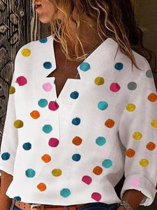 Asymmetric Neck Dot Blouses