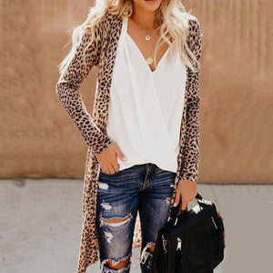 Collarless  Leopard Print Outerwear